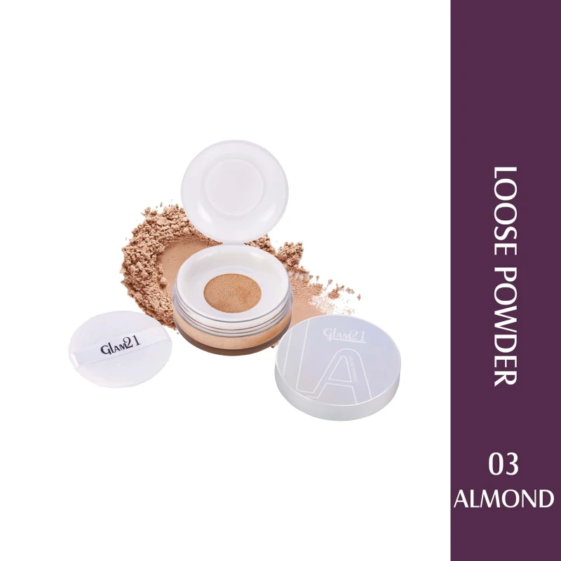 Glam21 Loose Powder/Compact Powder (PL704)| Smooth Satin Texture | Long-lasting Mate Finish| All Skin Type | 03 Almond thumbnail 2