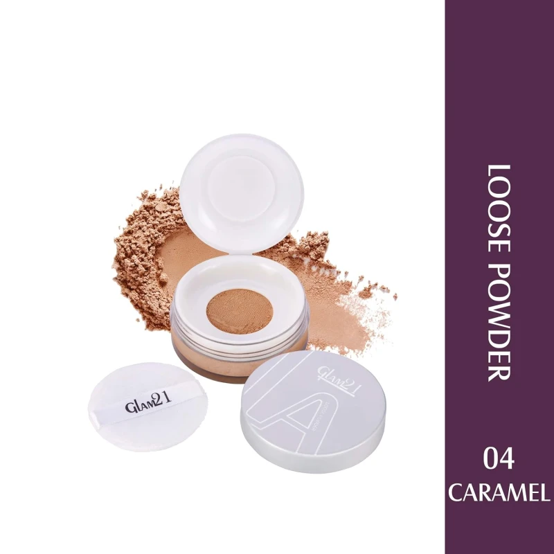 Glam21 Loose Powder/Compact Powder (PL704)| Smooth Satin Texture | Long-lasting Mate Finish| All Skin Type | 04 Caramel thumbnail 2