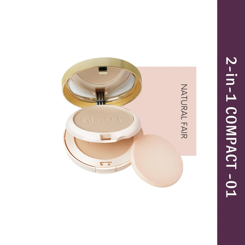 Glam21 Match Perfection Multi-Mineral 2-in-1 Compact Powder| Instant Glow Oil Free Velvety Formulation | Longlasting Matte Finish| Natural - Thumbnail 3