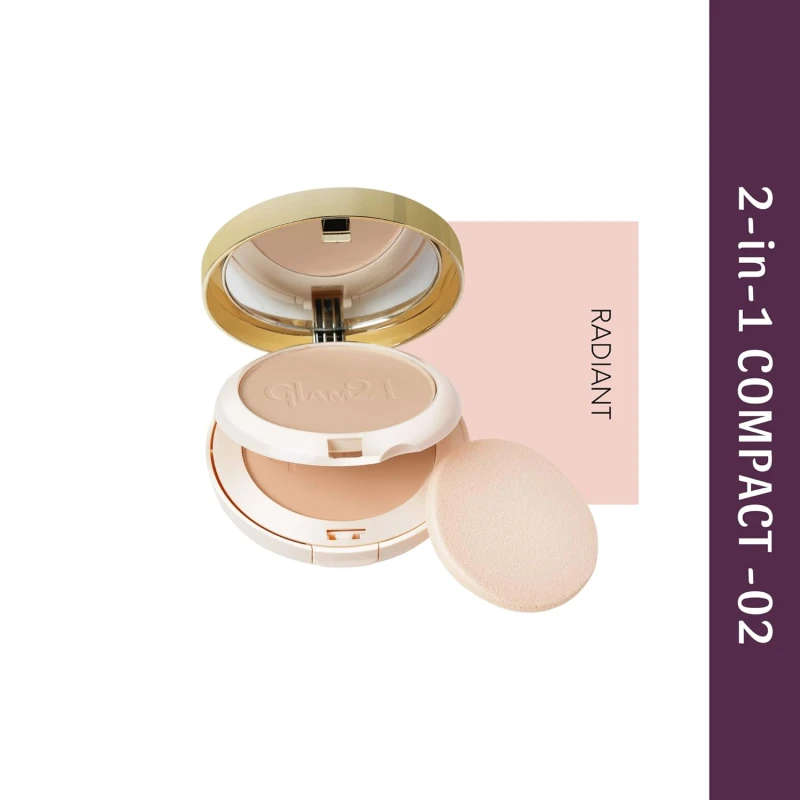Glam21 Match Perfection Multi-Mineral 2-in-1 Compact Powder| Instant Glow Oil Free Velvety Formulation | Longlasting Matte Finish| Radiant-02 - Thumbnail 3