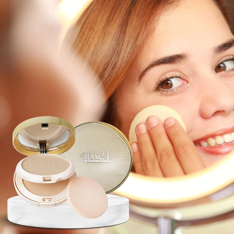 Glam21 Match Perfection Multi-Mineral 2-in-1 Compact Powder| Instant Glow Oil Free Velvety Formulation | Longlasting Matte Finish| Radiant-02 - Thumbnail 5