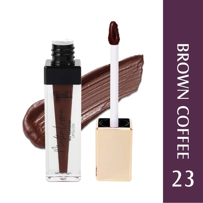 Glam21 Matte Lippie No Transfer Lip Gloss | Lightweight and comfortable| Creamy Matte Formula - 4 gm | Brown Coffee-23 thumbnail 2
