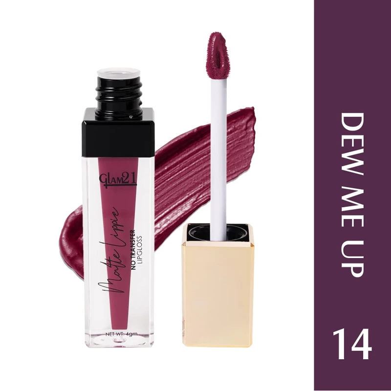 Glam21 Matte Lippie No Transfer Lip Gloss | Lightweight and comfortable| Creamy Matte Formula - 4 gm | Dew Me Up-14 thumbnail 2