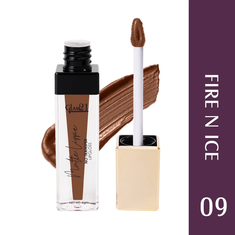 Glam21 Matte Lippie No Transfer Lip Gloss | Lightweight and comfortable| Creamy Matte Formula - 4 gm | Fire N Ice-09 - Thumbnail 2