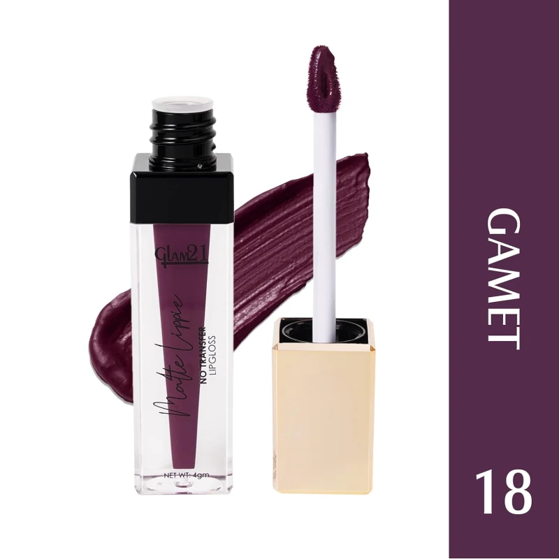 Glam21 Matte Lippie No Transfer Lip Gloss | Lightweight and comfortable| Creamy Matte Formula - 4 gm | Gamet-18 thumbnail 2