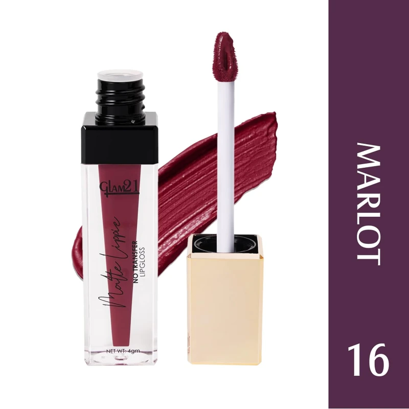 Glam21 Matte Lippie No Transfer Lip Gloss | Lightweight and comfortable| Creamy Matte Formula - 4 gm | Marlot-16 thumbnail 2