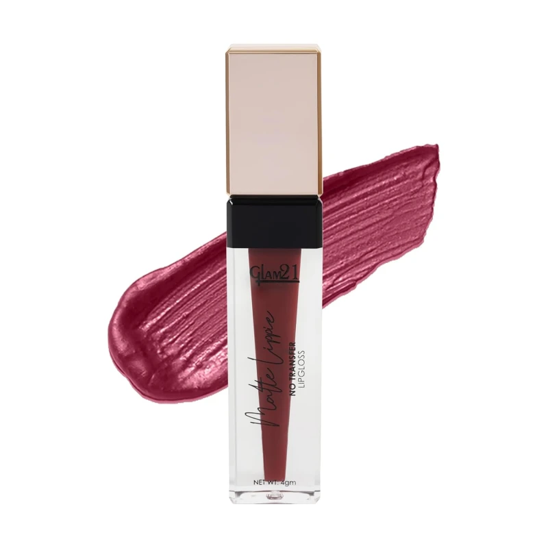 Glam21 Matte Lippie No Transfer Lip Gloss | Lightweight and comfortable| Creamy Matte Formula - 4 gm | Maroon Crush-20 - Thumbnail 2