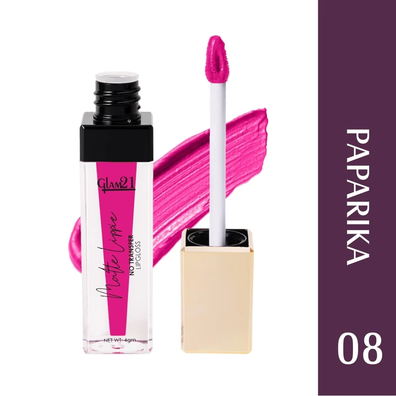 Glam21 Matte Lippie No Transfer Lip Gloss | Lightweight and comfortable| Creamy Matte Formula - 4 gm | Paparika-08 thumbnail 2