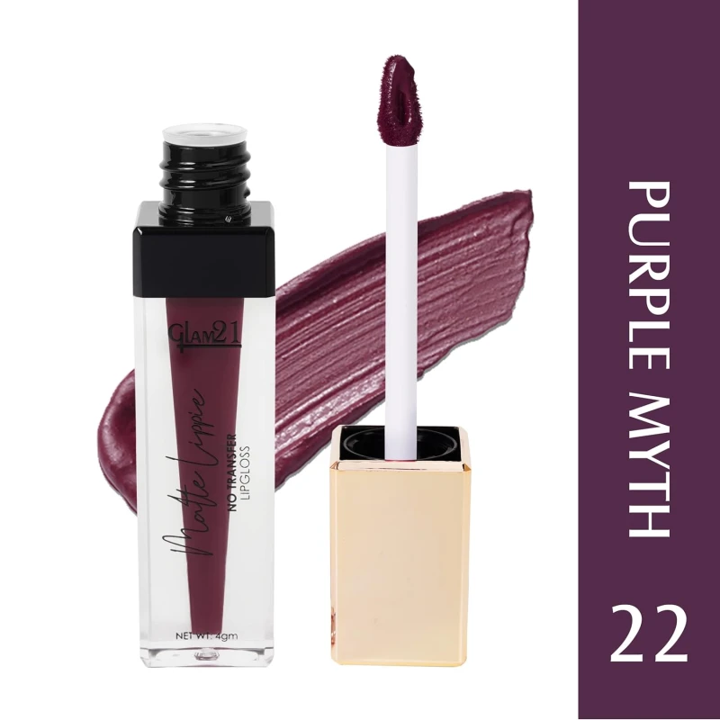 Glam21 Matte Lippie No Transfer Lip Gloss | Lightweight and comfortable| Creamy Matte Formula - 4 gm | Purple Myth-22 thumbnail 2