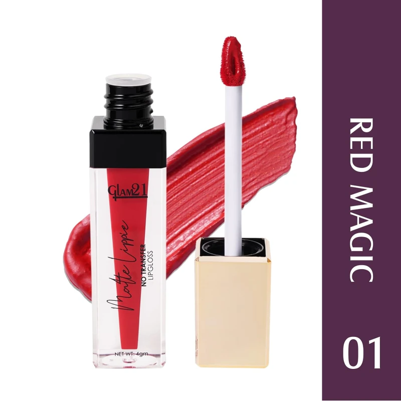 Glam21 Matte Lippie No Transfer Lip Gloss | Lightweight and comfortable| Creamy Matte Formula - 4 gm | Red Magic-01 - Thumbnail 2