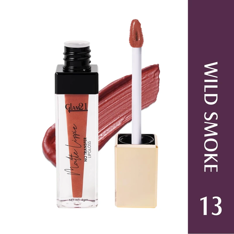 Glam21 Matte Lippie No Transfer Lip Gloss | Lightweight and comfortable| Creamy Matte Formula - 4 gm | Wild Smoke-13 thumbnail 2