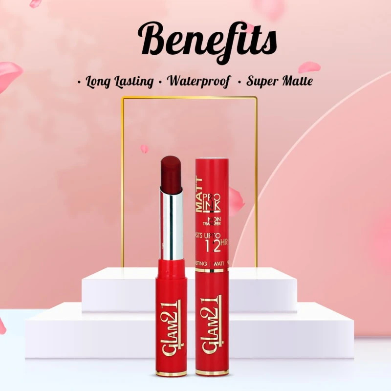 Glam21 Matte Pro Ink Non Transfer Lipstick | Long Lasting | Ultra Pigmented | 03 Bold Red thumbnail 3