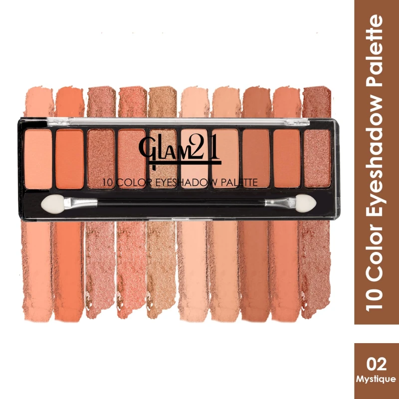 Glam21 Mystique 10 Color Eyeshadow Palette |Long-Lasting | Smudge Free | Long Wearing And Easily Blendable Eye Makeup Palette Matte, Shimmery And Metallic Finish - Thumbnail 2