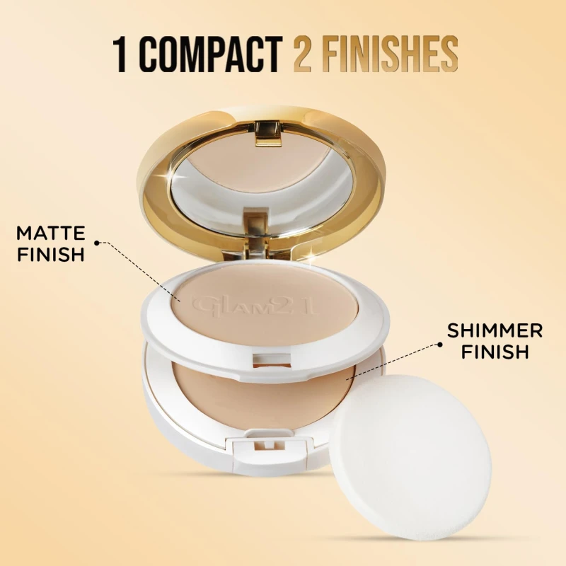 Glam21 Natural Essence Oil-Control 2-in-1 Compact Powder| Long Lasting for Makeup Matte Finish with Vitamin-E| All Skin Type |White Ivory thumbnail 6