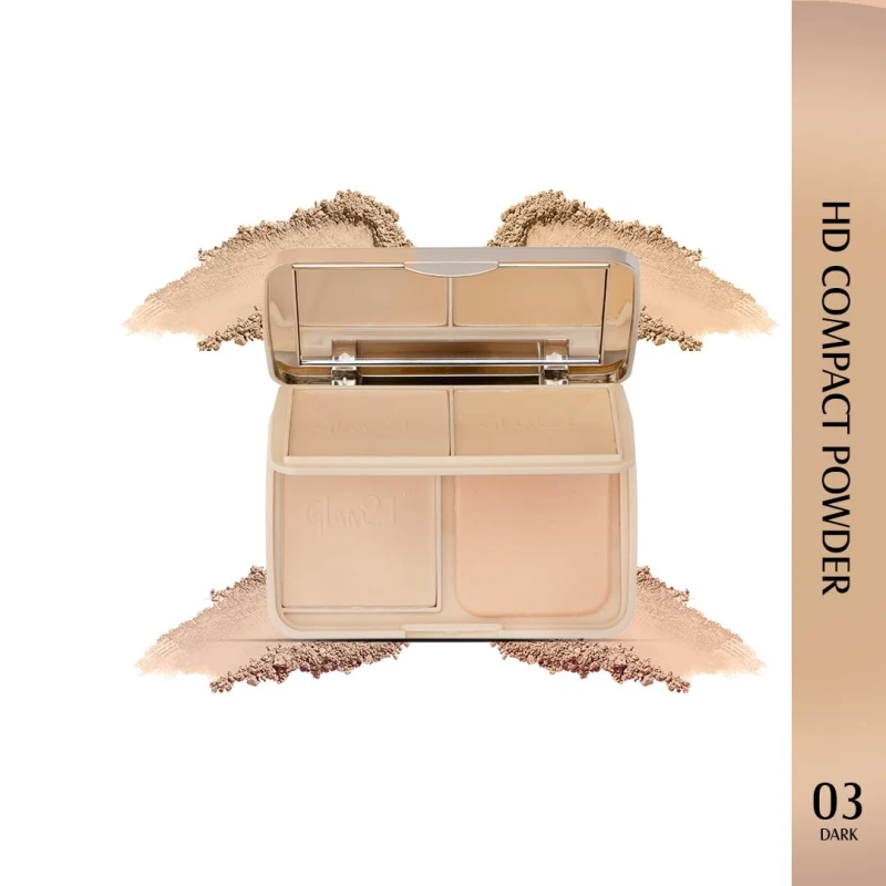 Glam21 Natural Oil-Control 3-in-1 Compact Powder| Long Lasting for Makeup Matte Finish with Vitamin-E| All Skin Type (Dark - 03) thumbnail 2