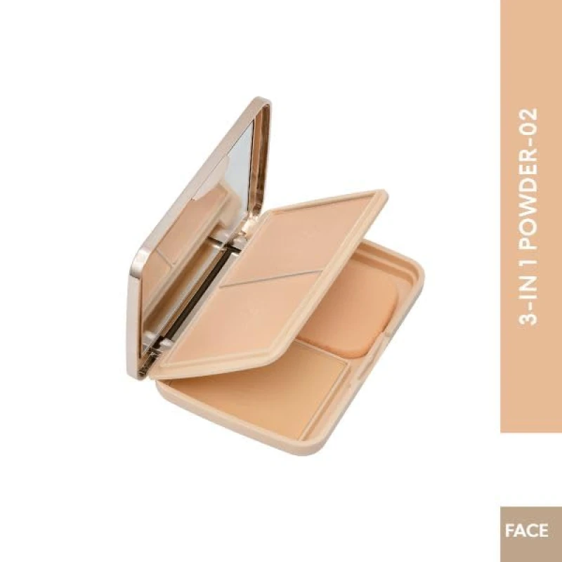 Glam21 Natural Oil-Control 3-in-1 Compact Powder| Long Lasting for Makeup Matte Finish with Vitamin-E| All Skin Type Medium - Shade -02 thumbnail 2
