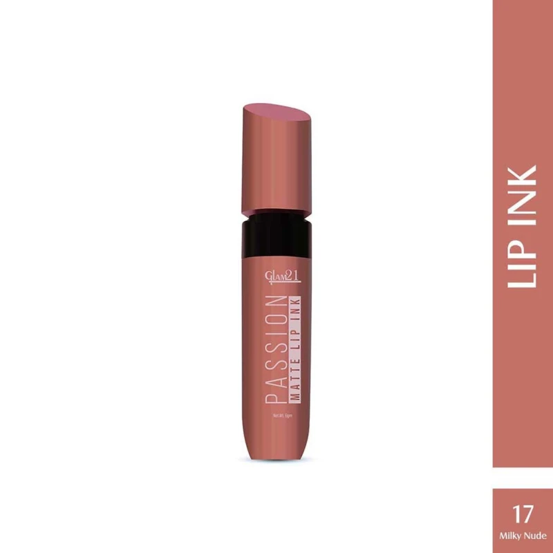 Glam21 Passion Matte Lip Ink | Upto 12-Hour Color Stay | Lightweight &amp; Comfortable | Non-Sticky And Non-Drying - 17 Milky Nude,6gm - Thumbnail 2
