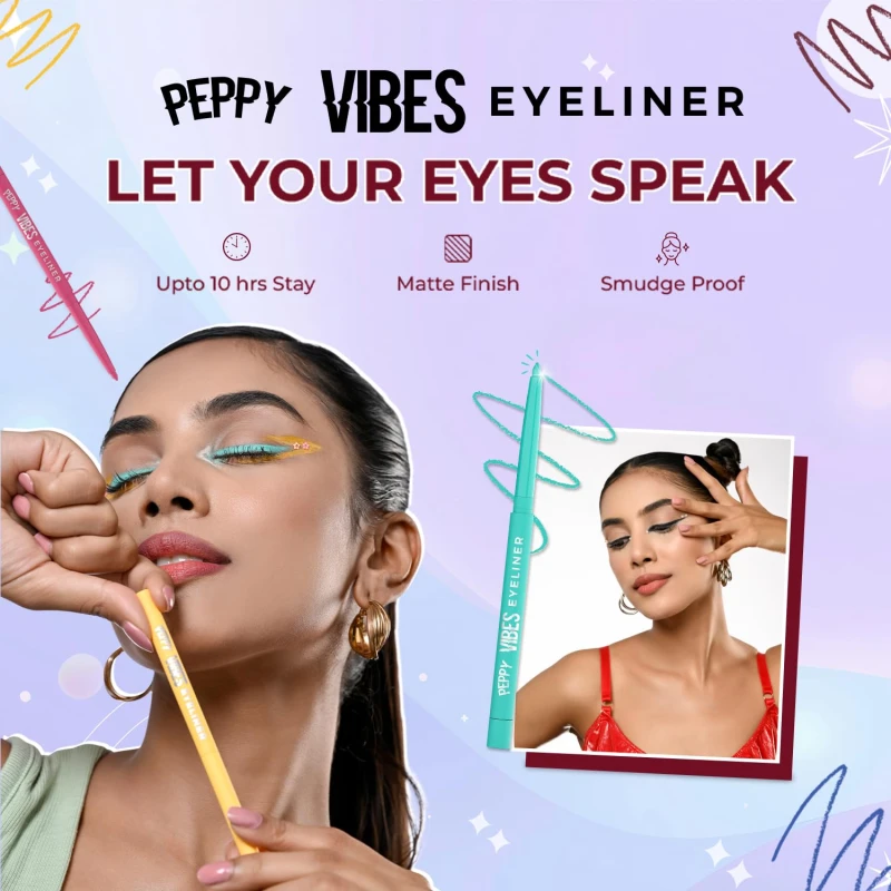 Glam21 Peppy Vibes Eyeliner |Matte Finish Stays up to 10 Hours |Smudge-Proof &amp; Water-Proof |Long Lasting Eyeliner | Precision application| Midnight-0.4g thumbnail 7