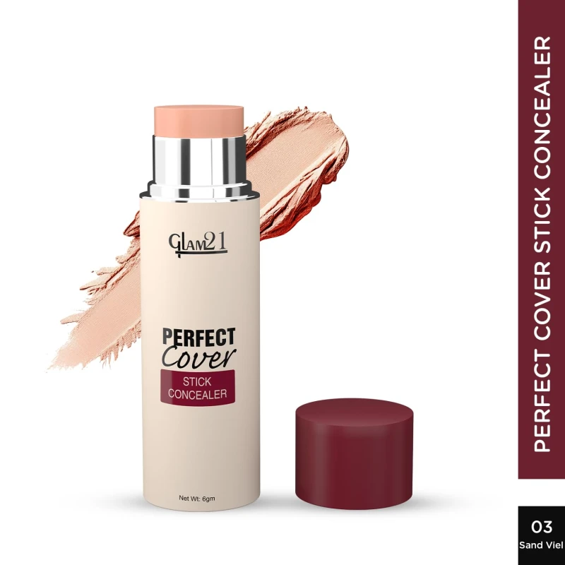 Glam21 Perfect cover stick concealer| Waterproof With Full Coverage |Easily Blendable Concealer | CreamyTexture | Matte Finish | Weightless and breathable Formula | Long Lasting|Sand Viel| 6gm - Thumbnail 2