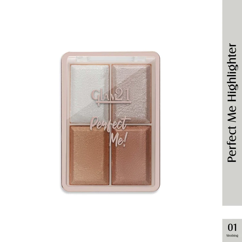 Glam21 Perfect Me! Highlighter Palette |Ultimate Shimmer Formulations |Highly-Pigmented Powder Highlighter With Easy-To-Blend Formula |Weightless Longlasting Illuminating Glow Face Kit| 6gm (Shade-01) thumbnail 2
