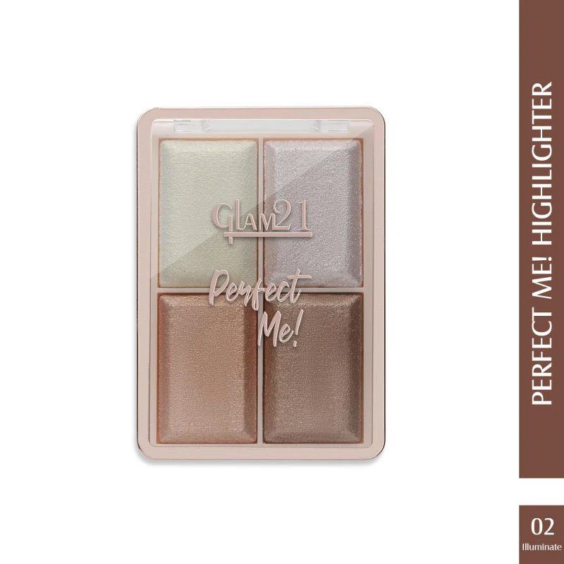 Glam21 Perfect Me! Highlighter Palette |Ultimate Shimmer Formulations |Highly-Pigmented Powder Highlighter With Easy-To-Blend Formula |Weightless Longlasting Illuminating Glow Face Kit| 6gm (Shade-02) thumbnail 2