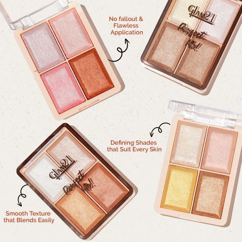 Glam21 Perfect Me! Highlighter Palette |Ultimate Shimmer Formulations |Highly-Pigmented Powder Highlighter With Easy-To-Blend Formula |Weightless Longlasting Illuminating Glow Face Kit| 6gm (Shade-02) thumbnail 3