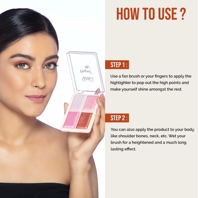 Glam21 Perfect Me! Highlighter Palette |Ultimate Shimmer Formulations |Highly-Pigmented Powder Highlighter With Easy-To-Blend Formula |Weightless Longlasting Illuminating Glow Face Kit| 6gm (Shade-02) thumbnail 5