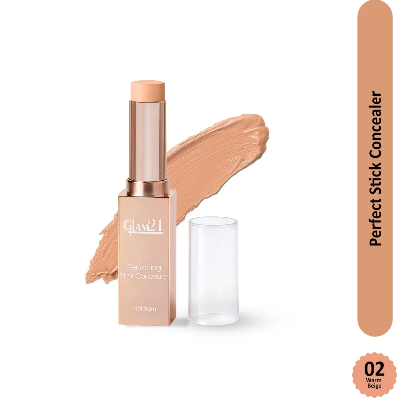 Glam21 Perfecting Stick Concealer | Vitamin E Enriched | Lightweight, Buildable Coverage | Natural Matte Finish | Contour &amp; Highlight | For All Indian Skin Types | 8gm -02 thumbnail 2