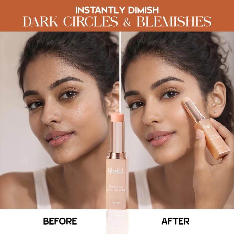 Glam21 Perfecting Stick Concealer | Vitamin E Enriched | Lightweight, Buildable Coverage | Natural Matte Finish | Contour &amp; Highlight | For All Indian Skin Types | 8gm -02 thumbnail 4