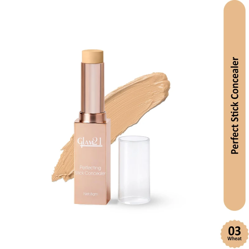 Glam21 Perfecting Stick Concealer | Vitamin E Enriched | Lightweight, Buildable Coverage | Natural Matte Finish | Contour &amp; Highlight | For All Indian Skin Types | 8gm -03 thumbnail 2