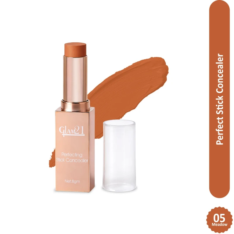 Glam21 Perfecting Stick Concealer | Vitamin E Enriched | Lightweight, Buildable Coverage | Natural Matte Finish | Contour &amp; Highlight | For All Indian Skin Types | 8gm -05 thumbnail 2