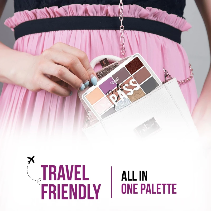Glam21 Pocket Pass All-in-one Makeup Face Palette| Eyeshadows, Compact, Blush, Highlighter with Brushes| Highly Pigmented | Mix of Mattes &amp; Shimmers |Travel-Friendly |Premium Pass thumbnail 4