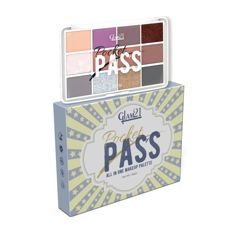 Glam21 Pocket Pass All-in-one Makeup Face Palette| Eyeshadows, Compact, Blush, Highlighter with Brushes| Highly Pigmented | Mix of Mattes &amp; Shimmers |Travel-Friendly |VIP Pass thumbnail 9
