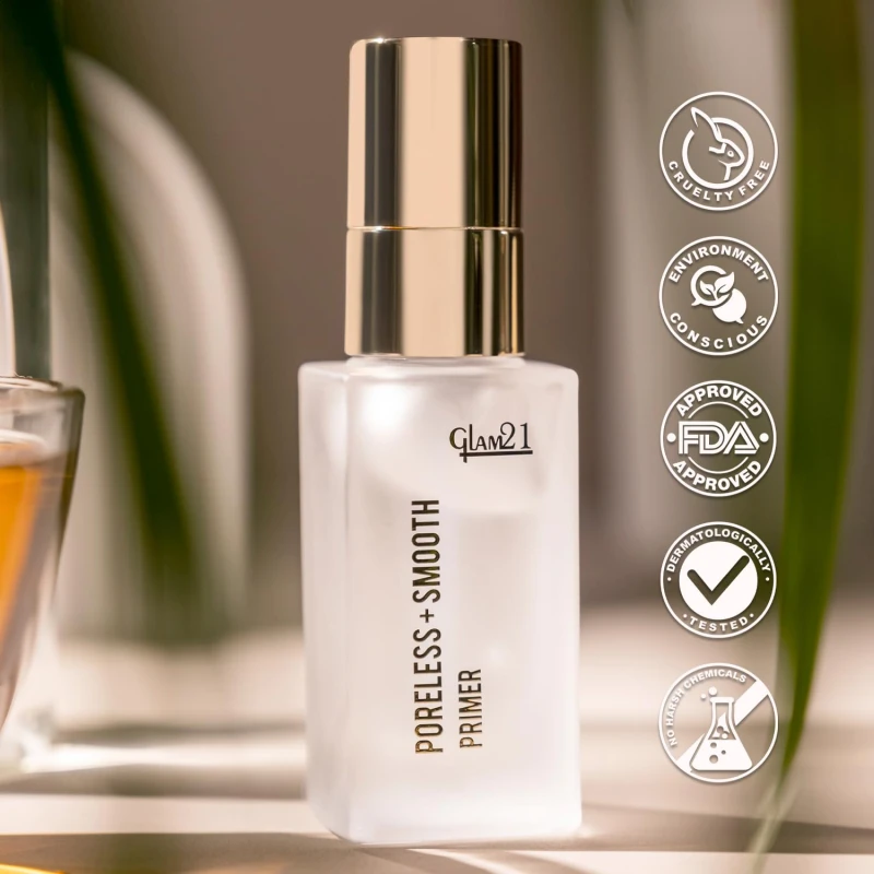 Glam21 Poreless &amp; Smooth Primer | Skin-Hydrating Poreless Primer With Natural Glow Finish For Face Makeup | Blends seamlessly | Lightweight texture| 30ml thumbnail 8