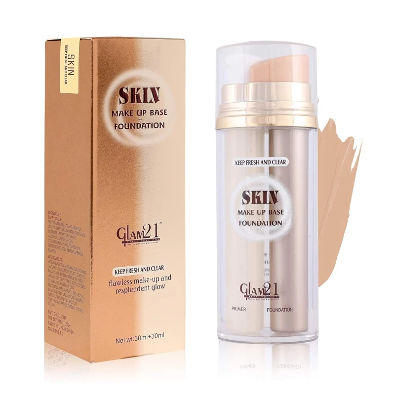 Glam21 Primer + Foundation For All Skin Tone| Oil Free Formula, Long Lasting, Pore Minimizer For Flawless Makeup|Brownie-60ml thumbnail 2