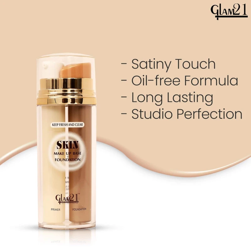 Glam21 Primer + Foundation For All Skin Tone| Oil Free Formula, Long Lasting, Pore Minimizer For Flawless Makeup|Brownie-60ml thumbnail 4