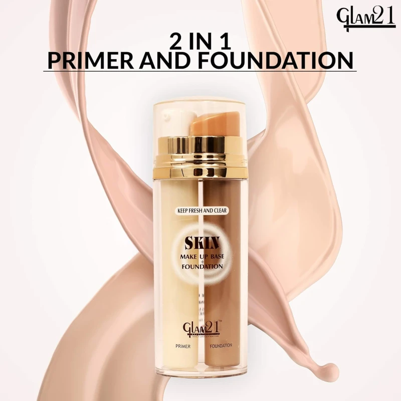 Glam21 Primer + Foundation For All Skin Tone| Oil Free Formula, Long Lasting, Pore Minimizer For Flawless Makeup|Brownie-60ml thumbnail 9