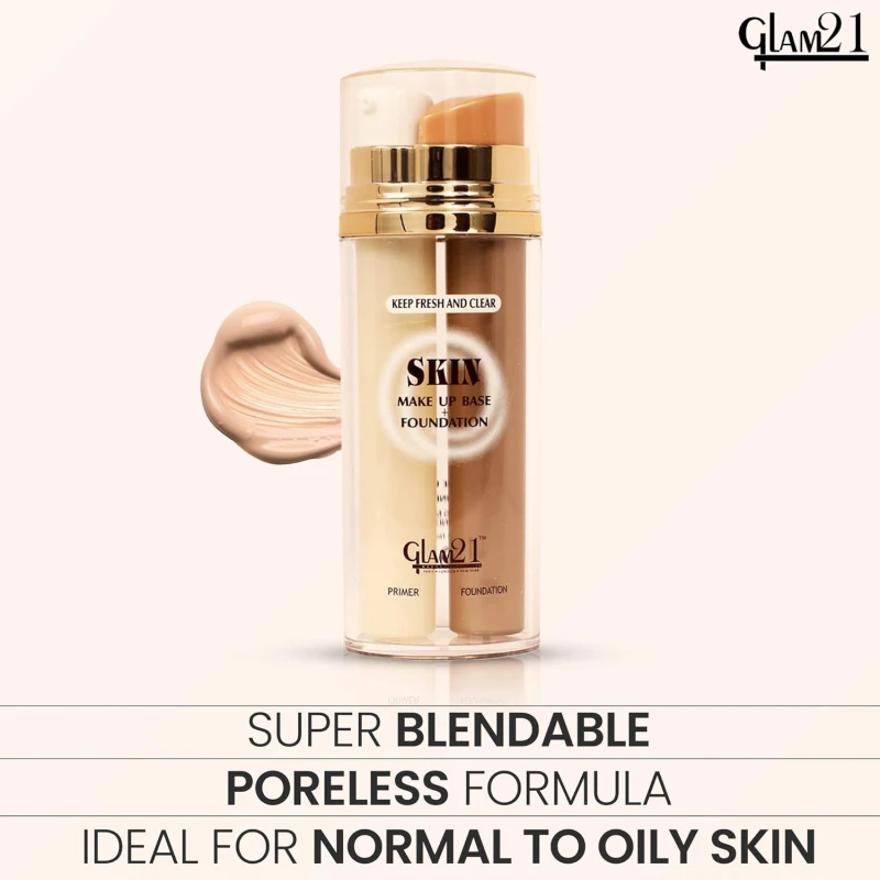 Glam21 Primer + Foundation For All Skin Tone| Oil Free Formula, Long Lasting, Pore Minimizer For Flawless Makeup|Brownie-60ml thumbnail 12