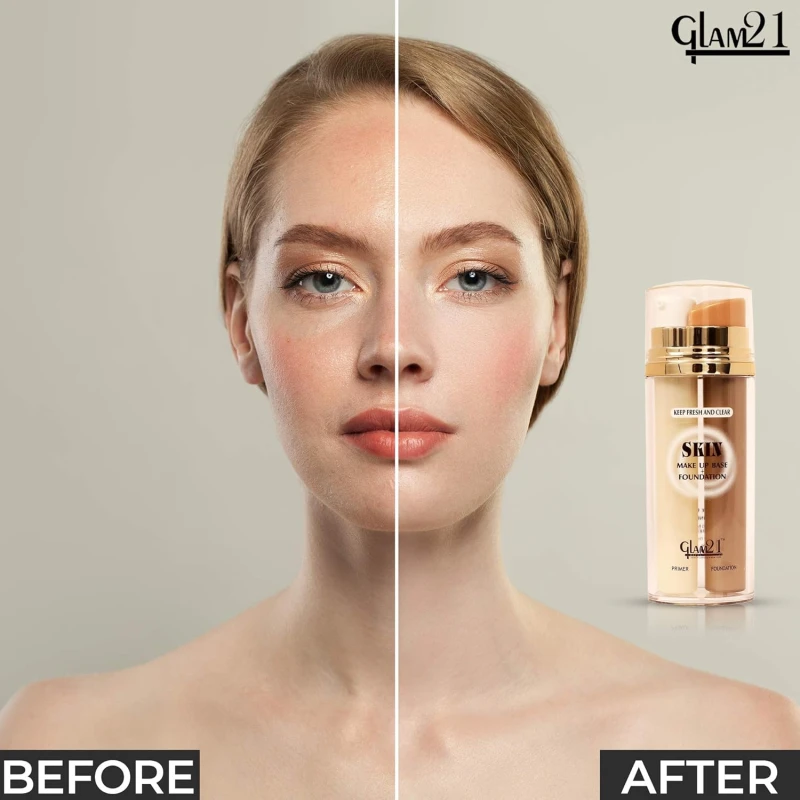 Glam21 Primer + Foundation For All Skin Tone| Oil Free Formula, Long Lasting, Pore Minimizer For Flawless Makeup|Honey-60ml thumbnail 5