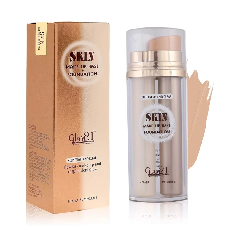 Glam21 Primer + Foundation For All Skin Tone| Oil Free Formula, Long Lasting, Pore Minimizer For Flawless Makeup|Sesame-60ml thumbnail 2