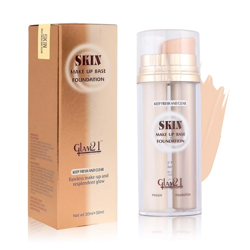 Glam21 Primer + Foundation For All Skin Tone| Oil Free Formula, Long Lasting, Pore Minimizer For Flawless Makeup|Soft Beige-60ml thumbnail 2