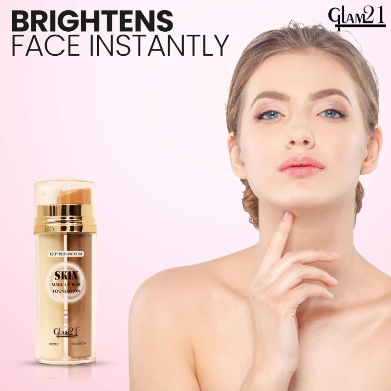 Glam21 Primer + Foundation For All Skin Tone| Oil Free Formula, Long Lasting, Pore Minimizer For Flawless Makeup|Soft Beige-60ml thumbnail 7