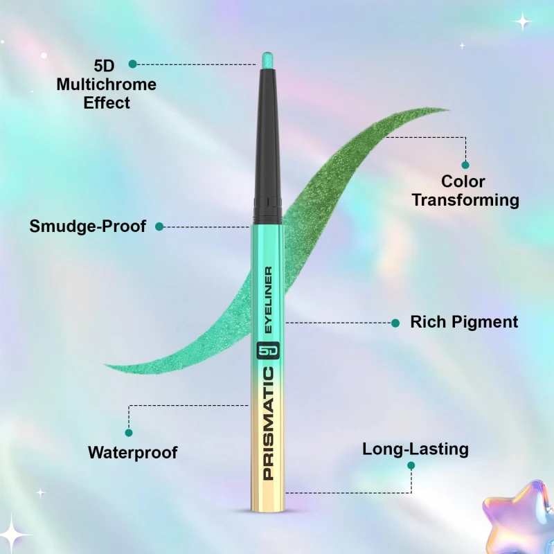 Glam21 Prismatic 5D Eyeliner| Waterproof|Smudge proof|Long lasting eyeliner with easy application|Creamy Formula|Multichrome Effect Bold Color Payoff | 03-Starlight thumbnail 3