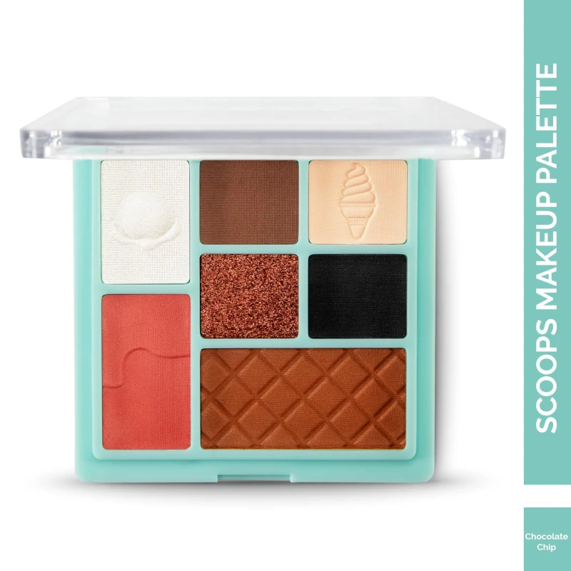 Glam21 Scoop Makeup Palette | Face Palette With Eyeshadow, Blusher, Contour and Highlighter | Mix of Mattes &amp; Shimmers | Highly Pigmented | Travel-Friendly | All-in-One Kit | Chocolate Chip|15gm - Thumbnail 2