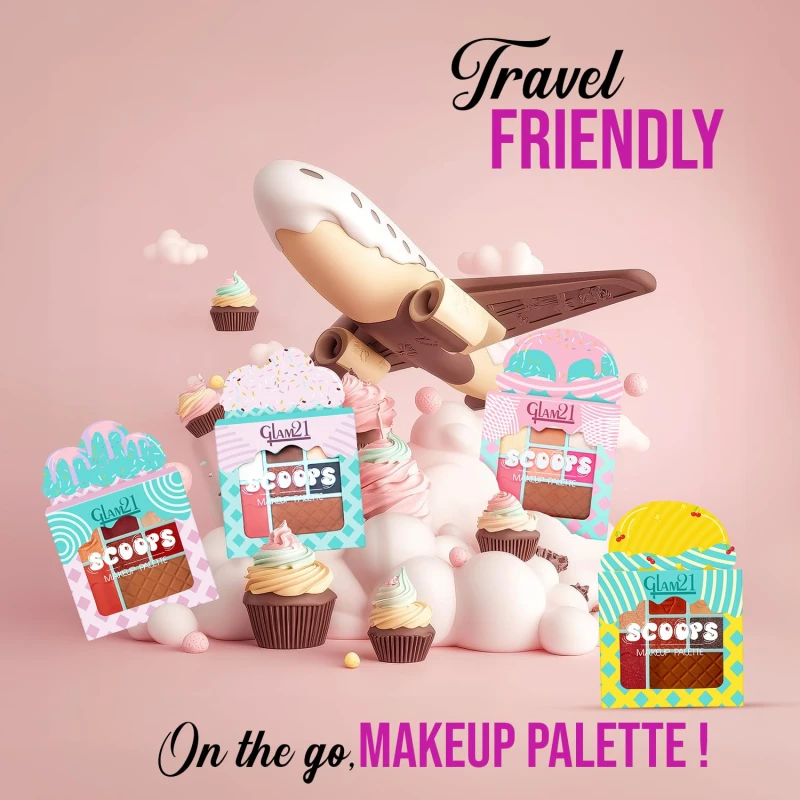 Glam21 Scoop Makeup Palette | Face Palette With Eyeshadow, Blusher, Contour and Highlighter | Mix of Mattes &amp; Shimmers | Highly Pigmented | Travel-Friendly | All-in-One Kit | Chocolate Chip|15gm - Thumbnail 4