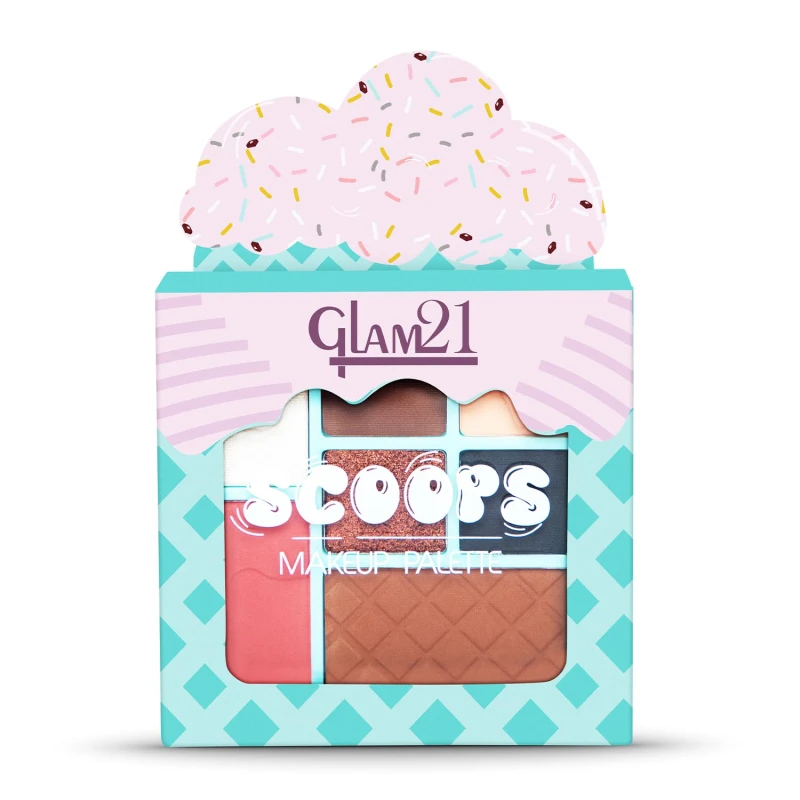 Glam21 Scoop Makeup Palette | Face Palette With Eyeshadow, Blusher, Contour and Highlighter | Mix of Mattes &amp; Shimmers | Highly Pigmented | Travel-Friendly | All-in-One Kit | Sundae Fundae|15gm - Thumbnail 6