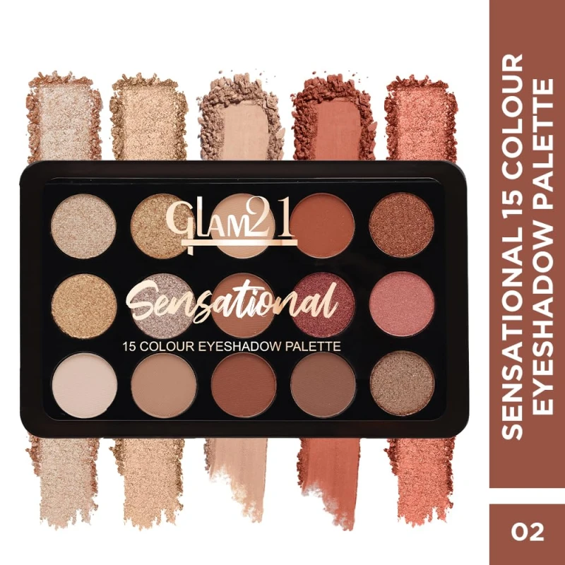 Glam21 Sensational Eyeshadow Palette | 15 Color Shades|Ultra Micronized Pigments|Smoky Eye Shadow|Long Lasting|14gm - 02 thumbnail 2