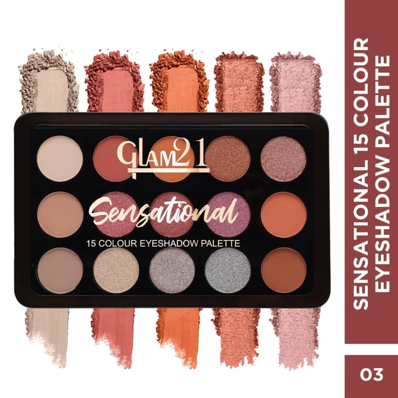 Glam21 Sensational Eyeshadow Palette | 15 Color Shades|Ultra Micronized Pigments|Smoky Eye Shadow|Long Lasting|14gm - 03 - Thumbnail 2