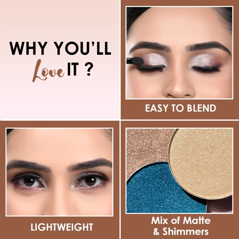 Glam21 Sensational Eyeshadow Palette | 15 Color Shades|Ultra Micronized Pigments|Smoky Eye Shadow|Long Lasting|14gm - 03 - Thumbnail 3