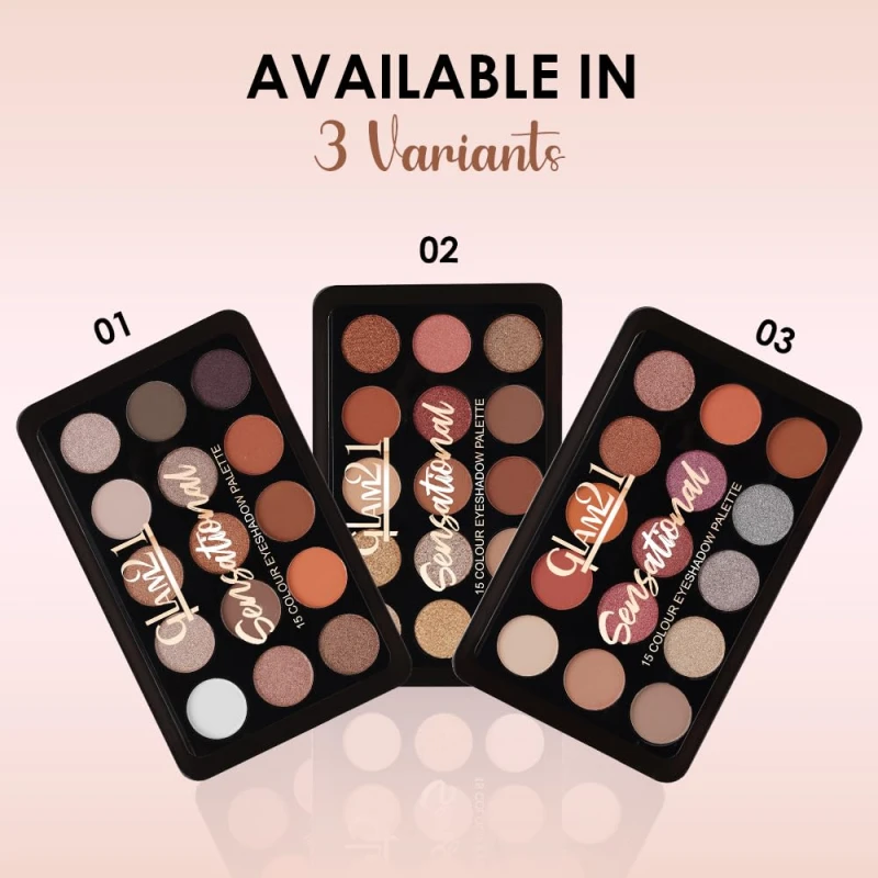 Glam21 Sensational Eyeshadow Palette | 15 Color Shades|Ultra Micronized Pigments|Smoky Eye Shadow|Long Lasting|14gm - 03 - Thumbnail 7